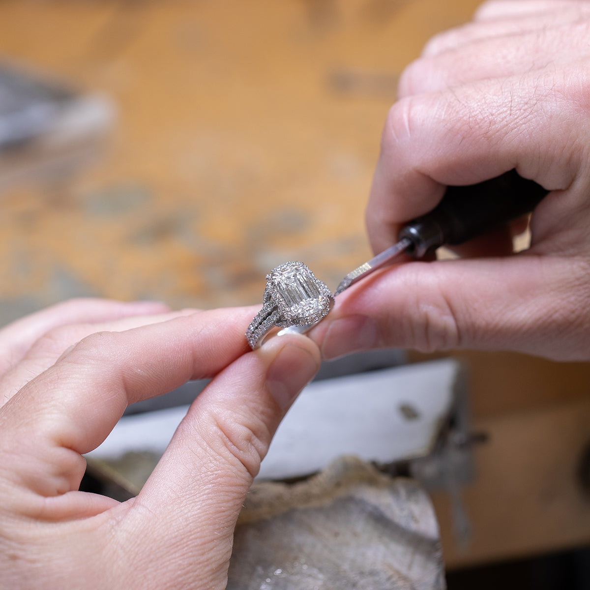 Vintage Floral Diamond Semi Mount Ring by Precision Set | Diamond Cellar